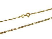 9ct Yellow Gold Essential Figaro Link Chain Necklace Vintage c1970s 52cm Length