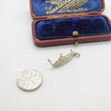 Sterling Silver Fisherman in Traditional Canoe Charm Pendant Vintage c1970