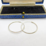 Pair of Sterling Silver Minimal Hoop Earrings Vintage c1970