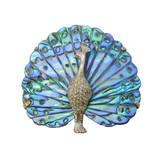 Large Sterling Silver Abalone Set Peacock Brooch Pin Vintage c1970s