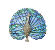 Large Sterling Silver Abalone Set Peacock Brooch Pin Vintage c1970s
