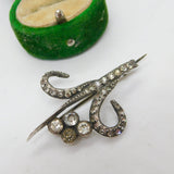 Victorian Sterling Silver Paste Set Floral Spray Brooch Antique c1880