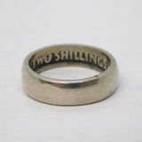 George VI Handmade .500 Silver Florin Coin Band Ring Antique 1947 Deco