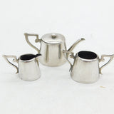 Edwardian Sterling Silver Miniature Three-Piece Teaset Antique Sheffield
