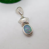 Sterling Silver Doublet Opal Star Drop Charm Pendant Vintage c1970