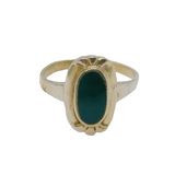Sterling Silver Oval Green Hardstone Dress Band Ring Vintage c1970 Size Q