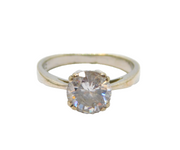 Sterling Silver Large CZ Solitaire Engagement Ring Modern c2000 Size N