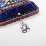 Sterling Silver & Enamel Worcester Shield Charm Pendant Vintage c1970
