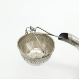 French 19th Century .950 Silver Leaf Pattern Spout Tea Strainer Antique c1880
