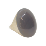 Sterling Silver Natural Grey Stone Statement Ring Vintage c1970 Size T 1/2