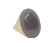 Sterling Silver Natural Grey Stone Statement Ring Vintage c1970 Size T 1/2