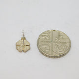 Sterling Silver Small Four Leaf Clover Textured Charm Pendant Vintage c1970