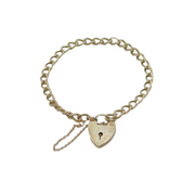 Sterling Silver Heart Padlock Clasp Curb Chain Bracelet Vintage 1971 London