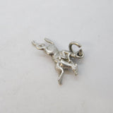 Sterling Silver Horse Racing Charm Pendant Vintage c1970s