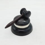20th Century Turned Wood & Sterling Silver Auctioneer's Gavel & Block Antique