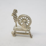Sterling Silver Spinning Wheel Charm Pendant Vintage c1970