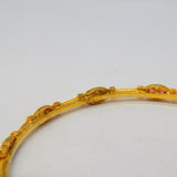 Yellow Metal, Ruby & Pearl Set Cuff Bangle Bracelet Vintage c1990