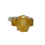 Sterling Silver 3 Oval Cut Citrine Cocktail Dress Ring Vintage c1970 Size O