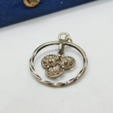 Sterling Silver Three Flower Floral Drop Pendant Vintage c1970