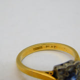 20th Century 18ct Gold, Diamond & Sapphire Floral Dress Ring Antique c1930s