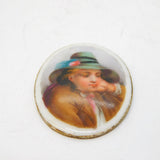 Victorian Hand Painted Porcelain Regency Figure Plaque Antique c1880