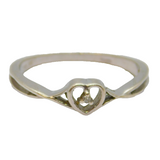 Sterling Silver Diamond Set Open Heart Studio Ring Vintage c1990 Size T 1/2