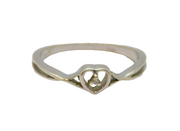Sterling Silver Diamond Set Open Heart Studio Ring Vintage c1990 Size T 1/2