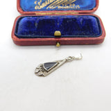 Sterling Silver and Onyx Drop Charm Pendant Vintage c1970