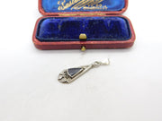 Sterling Silver and Onyx Drop Charm Pendant Vintage c1970