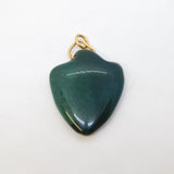 Victorian 9ct Gold Mounted Carved Green Agate Shield Pendant Antique c1860