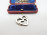 Sterling Silver Interlocking Hearts Charm Pendant Vintage c1970