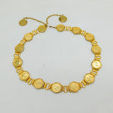 Large Gilt Metal Dress Belt with Gilded Half Penny Coins Vintage c1960s