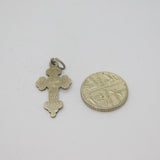 Sterling Silver Diamond Cut Patterned Cross Pendant Vintage 1978 Birmingham
