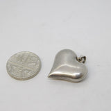 Sterling Silver Puffy Heart Charm Pendant Vintage c1970