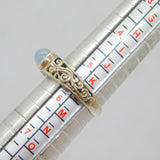 Sterling Silver Cabochon Moonstone Patterned Dress Ring Vintage c1970 Size L