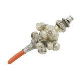 Victorian Sterling Silver & Coral Rattle, Teether & Whistle Antique 1881