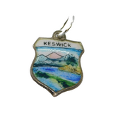 Sterling Silver 'Keswick' Travel Shield Souvenir Charm Pendant Vintage c1970