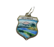 Sterling Silver 'Keswick' Travel Shield Souvenir Charm Pendant Vintage c1970