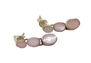 Pair of Sterling Silver Triple Dyed Pink Shell Stud Drop Earrings Modern c1990