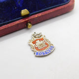 Sterling Silver and Coloured Enamel Travel Shield 'Totnes' Charm Vintage c1970