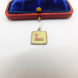 Sterling Silver Enamel 'L' Alphabet Charm Pendant Vintage c1970