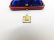 Sterling Silver Enamel 'L' Alphabet Charm Pendant Vintage c1970