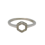 Sterling Silver Geometric Shape Spinel Set Dress Ring Vintage c1970 Size O