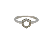 Sterling Silver Geometric Shape Spinel Set Dress Ring Vintage c1970 Size O