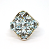 Sterling Silver 9 Oval Blue Topaz Modernist Dress Ring Vintage c1970 Size O