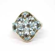 Sterling Silver 9 Oval Blue Topaz Modernist Dress Ring Vintage c1970 Size O