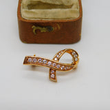 Gold on Sterling Silver & Paste Set Knot Form Brooch Pin Vintage c1990