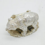 Edwardian Cast Sterling Silver Grizzly Bear Place Setting Antique 1909 London