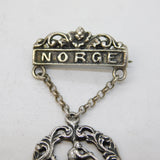 Norwegian .830 Silver Pillarguri Mythical Brooch Pin Antique c1930 Art Deco