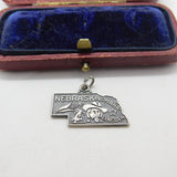 Sterling Silver State of Nebraska USA Charm Pendant Vintage c1970